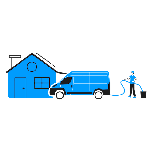 An illustration of someone pumping water out of a house